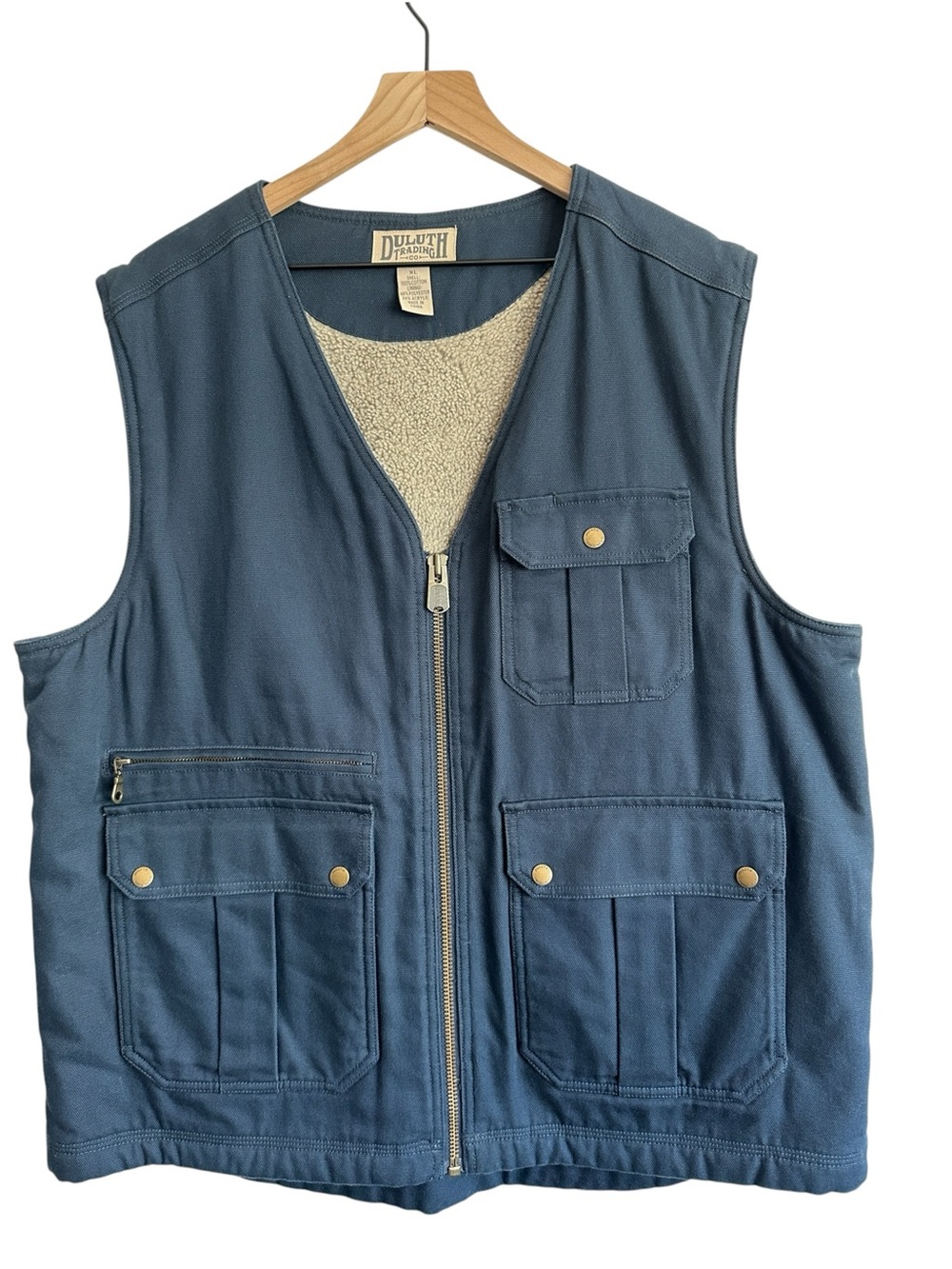 Duluth Trading Co Men Vest Blue XL Utility Blue Sherpa Lined Utility Work Wear